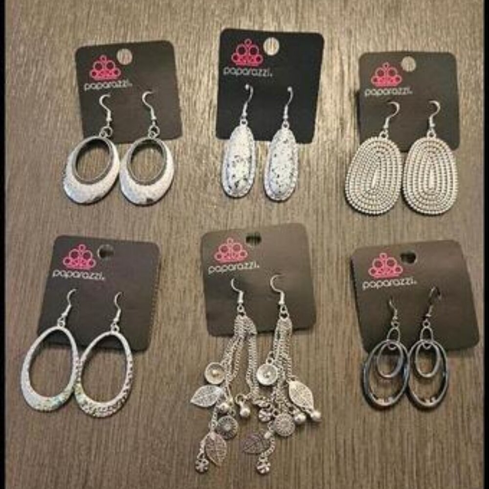 Lot of 6 Amazing Silver Style Earrings New Great for Gifts! Paparazzi